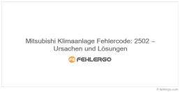 Mitsubishi Klimaanlage Fehlercode: 2502 – Ursachen und Lösungen